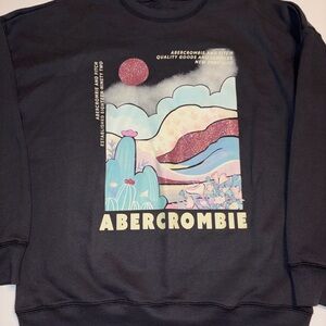 Abercrombie & Fitch Black Sweatshirt with Pastel Graphic